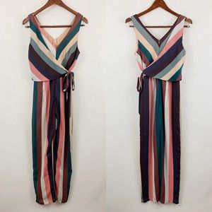 Ravyn Rusty Rose Multi Striped Sleeveless Jumpsuit